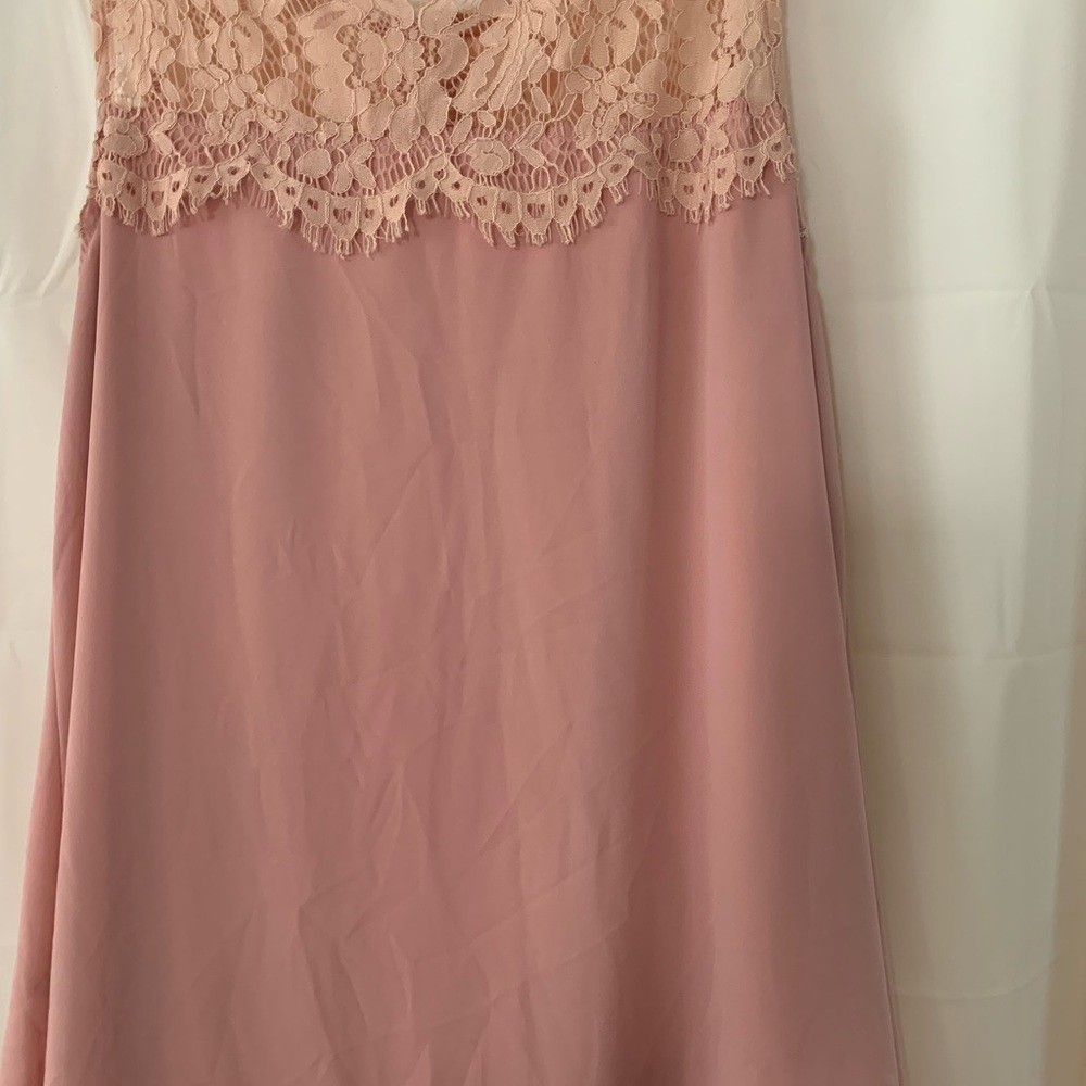 Leo Rosi Women's Large Blouse Sleeveless Lined Pink/Mauve Lace Accent